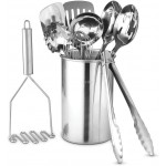 Avador® Premium Set of 10 Stainless Steel Kitchen Tool Set with Holder Easy To Clean, Space Saving, Great for Cooking, Baking, Prepping