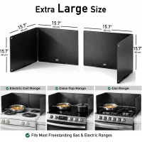 Extra-Large 2-Piece Splatter Guard (15.7” x 15.7”), Heavy-Duty, Commercial-Quality Stainless Steel Oil Splash Shield with Foldable 2-Panel Design & Silicone Spoon Rest by Baetle