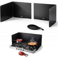 Extra-Large 2-Piece Splatter Guard (15.7” x 15.7”), Heavy-Duty, Commercial-Quality Stainless Steel Oil Splash Shield with Foldable 2-Panel Design & Silicone Spoon Rest by Baetle