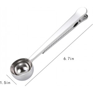 Coffee Scoop, Stainless Steel Silver Multi Function Measuring Spoon, Great Measuring Coffee, Tea, Protein Powder, Instant Drinks, Perfect Coffee Spoon Bag Clip