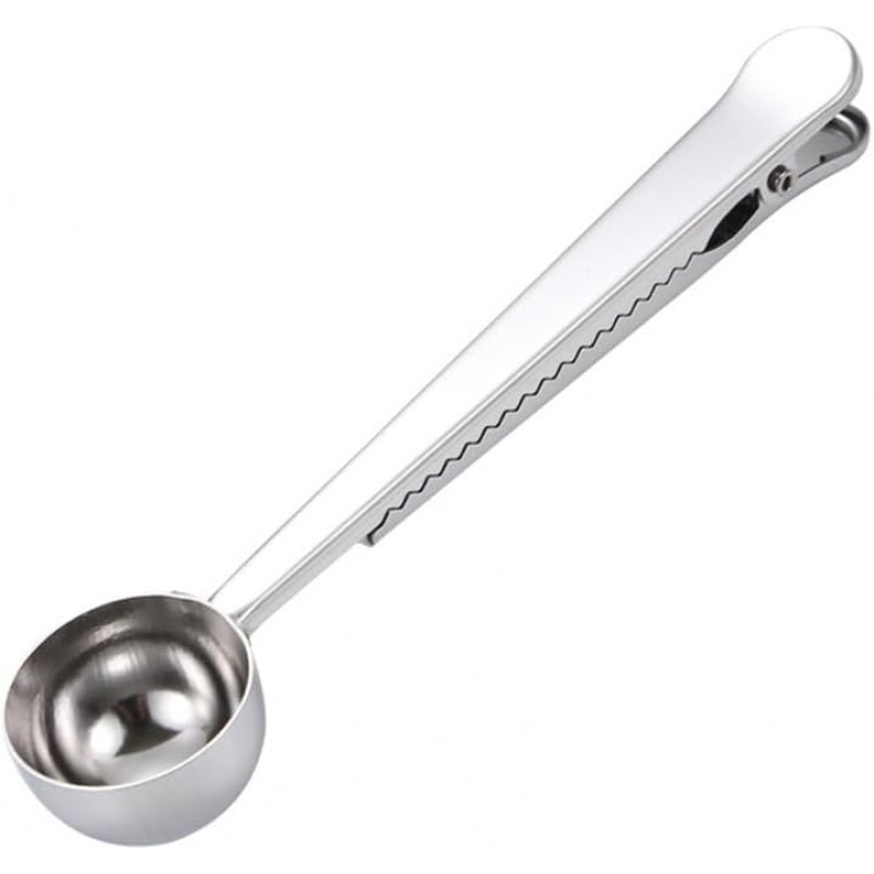 Coffee Scoop, Stainless Steel Silver Multi Function Measuring Spoon, Great Measuring Coffee, Tea, Protein Powder, Instant Drinks, Perfect Coffee Spoon Bag Clip