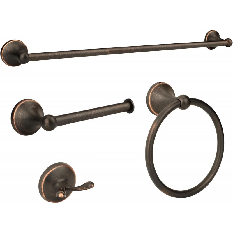 4 Piece Antique Bathroom Hardware Accessories Set Oil Rubbed Bronze,24 Inch Towel Bar Set,Towel Rack Set,Bathroom Towel Holder Set