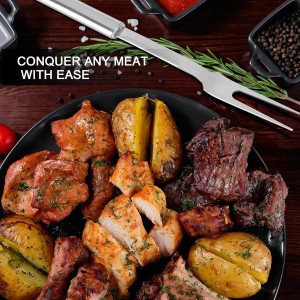 Stainless Steel Meat Forks - 13 Inch, 2 Pieces Large Two-Prong Forks for Cooking, Kitchen, Carving, Serving, BBQ