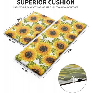 MAYHMYO Sunflower Kitchen Mat Set of 2 - Anti Fatigue Mats for Kitchen Floor - Non Slip Cushioned Rugs for Standing - Sunflower Decor (17.3