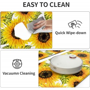 MAYHMYO Sunflower Kitchen Mat Set of 2 - Anti Fatigue Mats for Kitchen Floor - Non Slip Cushioned Rugs for Standing - Sunflower Decor (17.3