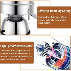 Automatic Vibrating Sieve Shaker – 40 Mesh + 60 Mesh Flour Sifter, Electric 110V 55W Sifter Machine for Flours, Herbal Powder
