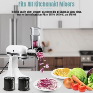 Stainless Steel Slicer Shredder Attachments for KitchenAid Stand Mixers, Vegetable Shredder, Cheese Grater, Salad Maker, Food Slicers Chopper Grinding Powder Accessories with Detachable 5 Blades