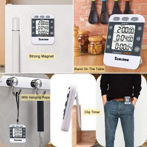 Digital Kitchen Timer Dual Timers 3 Channels Count UP/Down Cooking Timer Large Display, Adjustable Volume Alarm with Magnetic Back, Stand, Battery Included