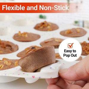 CAKETIME Silicone Mini Muffin Pan, 24 Cups Nonstick Mini Cupcake Pan for Baking Muffin, Cupcake, Egg Bites, Fat Bomb, 1 Pack Confetti