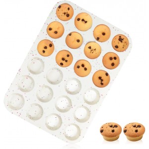 CAKETIME Silicone Mini Muffin Pan, 24 Cu...
