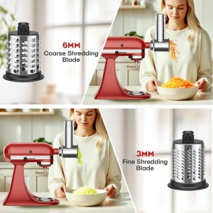 Stainless Steel Slicer Shredder Attachment for Kitchenaid Stnad Mixer, Cheese Grater Attachment for KitchenAid - 4 Blades Salad Maker with Grinding Powder Function by FGREEBLE