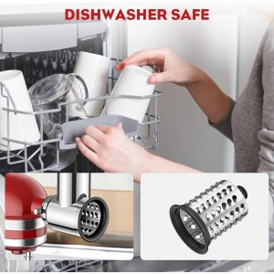 Stainless Steel Slicer Shredder Attachment for Kitchenaid Stnad Mixer, Cheese Grater Attachment for KitchenAid - 4 Blades Salad Maker with Grinding Powder Function by FGREEBLE