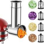 Stainless Steel Slicer Shredder Attachment for Kitchenaid Stnad Mixer, Cheese Grater Attachment for KitchenAid - 4 Blades Salad Maker with Grinding Powder Function by FGREEBLE