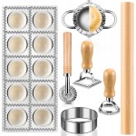 8 Pieces Ravioli Mold Set, ravioli cutter, Ravioli Maker Cutter with Roller Wheel, Ravioli Cutter Set with Wooden Handle, Pasta Making Kit for Ravioli Press Mold. Suitable for home and restaurant us