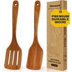 2 PCS Acacia Wood Spatula for Cooking Utensil Set Baking Spatulas for Kitchen Use Accessories Flat Slotted Turner Non Toxic Olive Wooden Utensils Non Stick Bamboo Serving Spatula Long Wok Spatulas