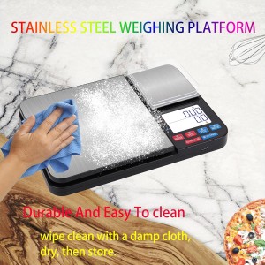 Stainless Steel Dual Platform Digital Kitchen and Food Scale, with Two Precision 1g/0.05oz & 0.01g/0.0005oz, Max Capacity 22lb/10kg, Tare Function, Units Conversions, LCD with Backlit