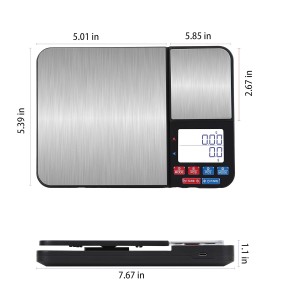 Stainless Steel Dual Platform Digital Kitchen and Food Scale, with Two Precision 1g/0.05oz & 0.01g/0.0005oz, Max Capacity 22lb/10kg, Tare Function, Units Conversions, LCD with Backlit