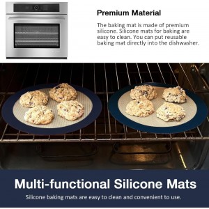 3PC Round Silicone Baking Mats, 8 inch Silicone Mats for Baking Easy to Clean, Reusable Baking Mats, Silicone Circle Mats for Cake Pan