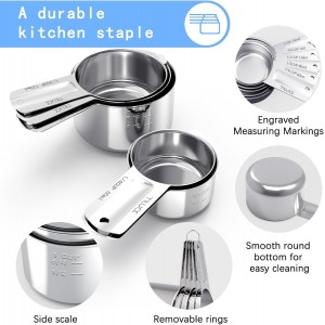 TILUCK Stainless Steel Measuring Cups Set,Kitchen Gadgets for Cooking & Baking,Set of 5