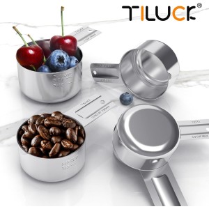TILUCK Stainless Steel Measuring Cups Set,Kitchen Gadgets for Cooking & Baking,Set of 5