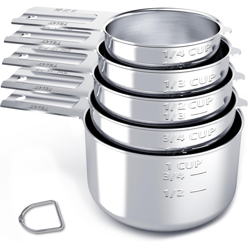 TILUCK Stainless Steel Measuring Cups Set,Kitchen Gadgets for Cooking & Baking,Set of 5