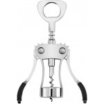 Wine Opener, Zinc Alloy Premium Wine Bottle Opener Wing Corkscrew Heavy Duty, Manual Multifunctional Cork Screw for Waiter, Silver