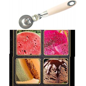 Ice Cream Scoop with Rubber Handle, 8 Inch Stainless Steel Light Pink Watermelon and Ice Cream Hemisphere Spoon for Kitchen and Outdoors (pink)