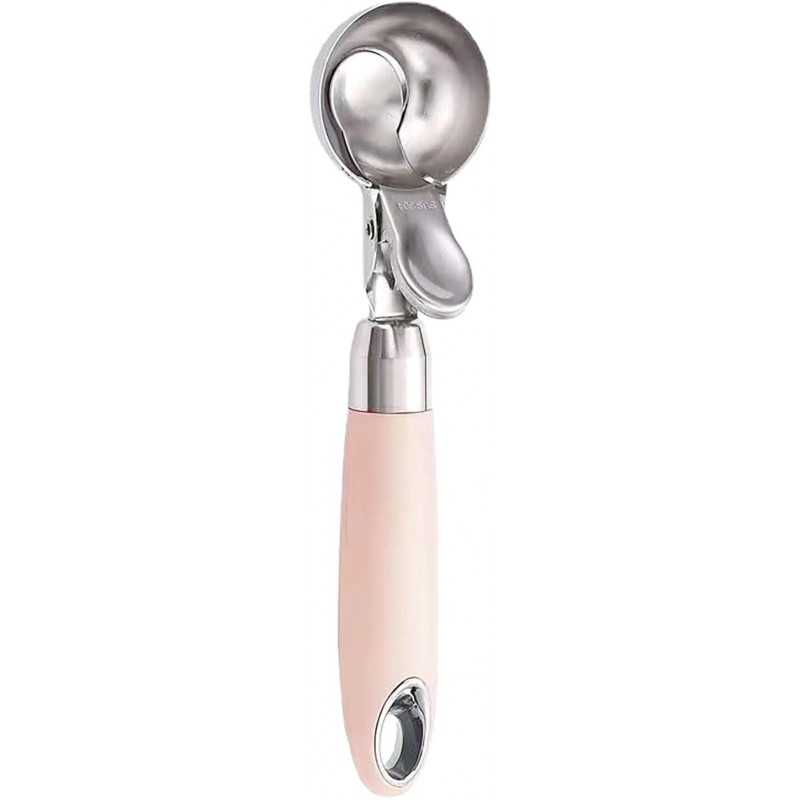 Ice Cream Scoop with Rubber Handle, 8 Inch Stainless Steel Light Pink Watermelon and Ice Cream Hemisphere Spoon for Kitchen and Outdoors (pink)