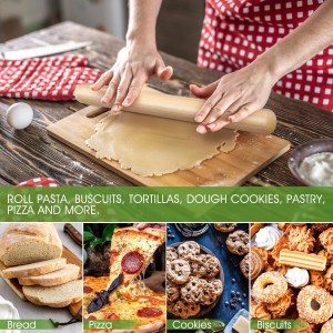 11.5-inch Wooden Rolling Pin for Baking, French Wood Rolling Pin Wood Kitchen Dough Roller for Fondant, Pizza, Pie, Cookie and Pastry
