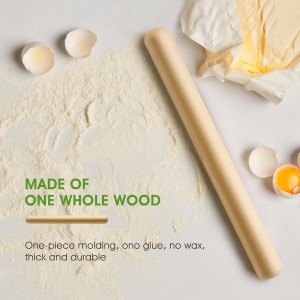 11.5-inch Wooden Rolling Pin for Baking, French Wood Rolling Pin Wood Kitchen Dough Roller for Fondant, Pizza, Pie, Cookie and Pastry