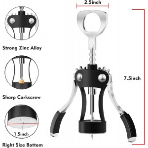 KORCCI Wine Opener, Wine Bottle Opener, Zinc Alloy Wing Corkscrew Heavy Duty, Cork Screw Beer Opener for Bartenders, Multifunctional Bottle Opener for Home Kitchen, Restaurant, Bar, Waiters