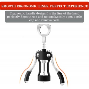 KORCCI Wine Opener, Wine Bottle Opener, Zinc Alloy Wing Corkscrew Heavy Duty, Cork Screw Beer Opener for Bartenders, Multifunctional Bottle Opener for Home Kitchen, Restaurant, Bar, Waiters