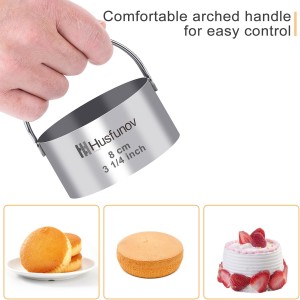 Biscuit Cutter Set Round Cookie Cutters with Handle 5 Pieces Stainless Steel Circle Professional Baking Dough Tools for Cake