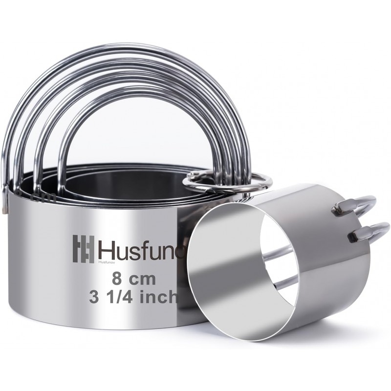 Biscuit Cutter Set Round Cookie Cutters with Handle 5 Pieces Stainless Steel Circle Professional Baking Dough Tools for Cake