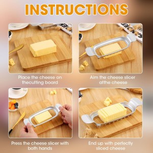 Stainless Steel Butter Slicer Cutter with Ergonomic Handle, Metal Butter Stick Slicer for Single Stick Butter, Wire Cutter for Even Slices, Also Cuts Soft Cheese and Eggs