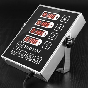 Precision Kitchen Timers for Cooking – 4 Channel Commercial Kitchen Timer Restaurant Kitchen Supplies – Stainless Steel Digital LED Chef Cooking Timer – Reminder Function, Loud Alarm, Grey