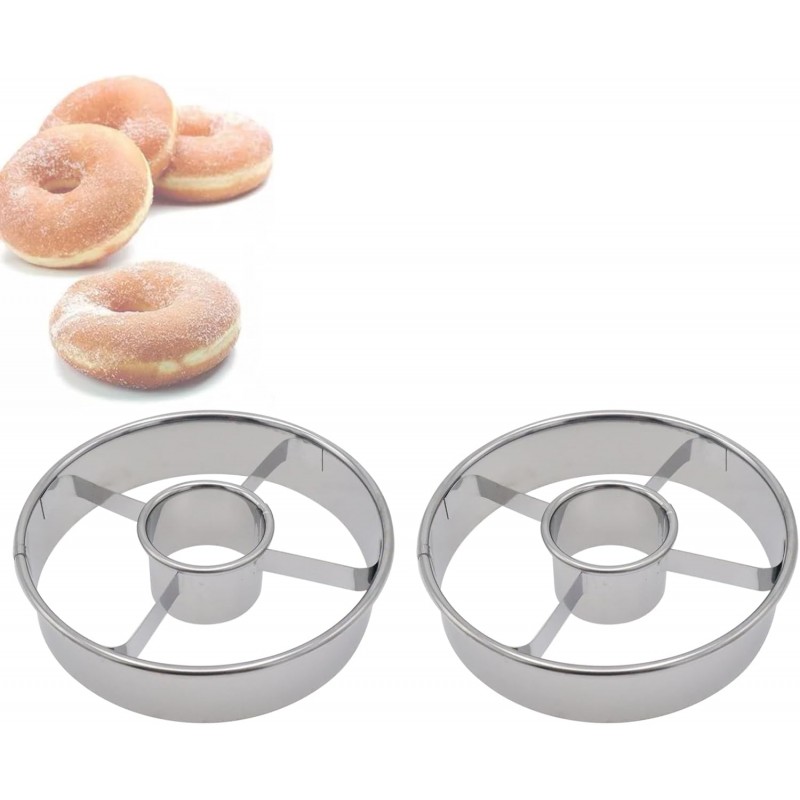 2 Pack Stainless Steel Donut Cutter, 3.86 Inch Doughnut Cutters Mold, Professional Baking Tool for Making Perfect Donuts, Bagels, Cookies, Biscuits, and More