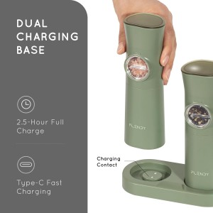 Gravity Electric Salt and Pepper Grinder Set Rechargeable, Automatic Salt and Pepper Grinder Set with USB C Charging Base, Gravity Salt and Pepper Shakers Set Electric