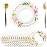50 Pack Paper Placemats Disposable Pink Floral Wedding Disposable Placemats 13.7 Inch Rose Floral Round Place Mats Spring Summer Table Mats for Birthday Wedding Anniversary Bride Party Supplies