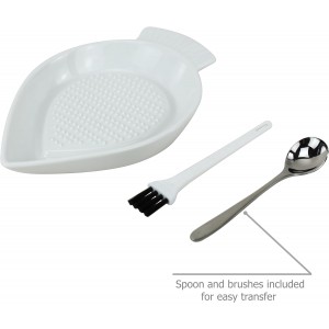 EIKS Ceramic Grater Plate for Grinding Wasabi Ginger Garlic Cheese Carrot Fruits Vegetables, Working for Home Kitchen Cooking Preparation