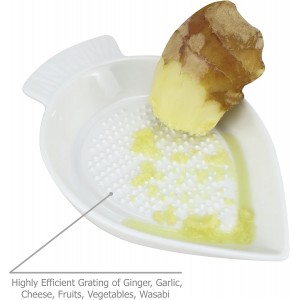 EIKS Ceramic Grater Plate for Grinding Wasabi Ginger Garlic Cheese Carrot Fruits Vegetables, Working for Home Kitchen Cooking Preparation