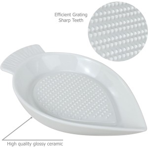 EIKS Ceramic Grater Plate for Grinding Wasabi Ginger Garlic Cheese Carrot Fruits Vegetables, Working for Home Kitchen Cooking Preparation
