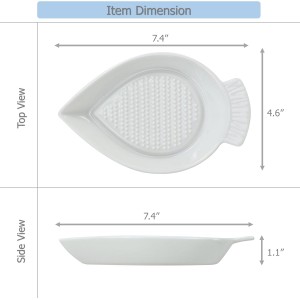 EIKS Ceramic Grater Plate for Grinding Wasabi Ginger Garlic Cheese Carrot Fruits Vegetables, Working for Home Kitchen Cooking Preparation