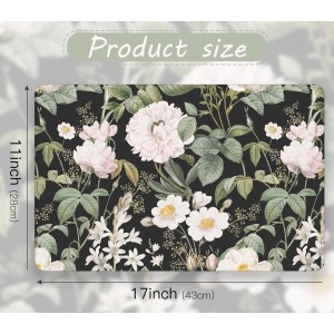 WRAPAHOLIC 50 Sheets Floral Paper Place Mats - 11 x 17 Inch Disposable Placemat Black Floral Decorative Paper Table Mats for Dinner Table Setting Party Supplies