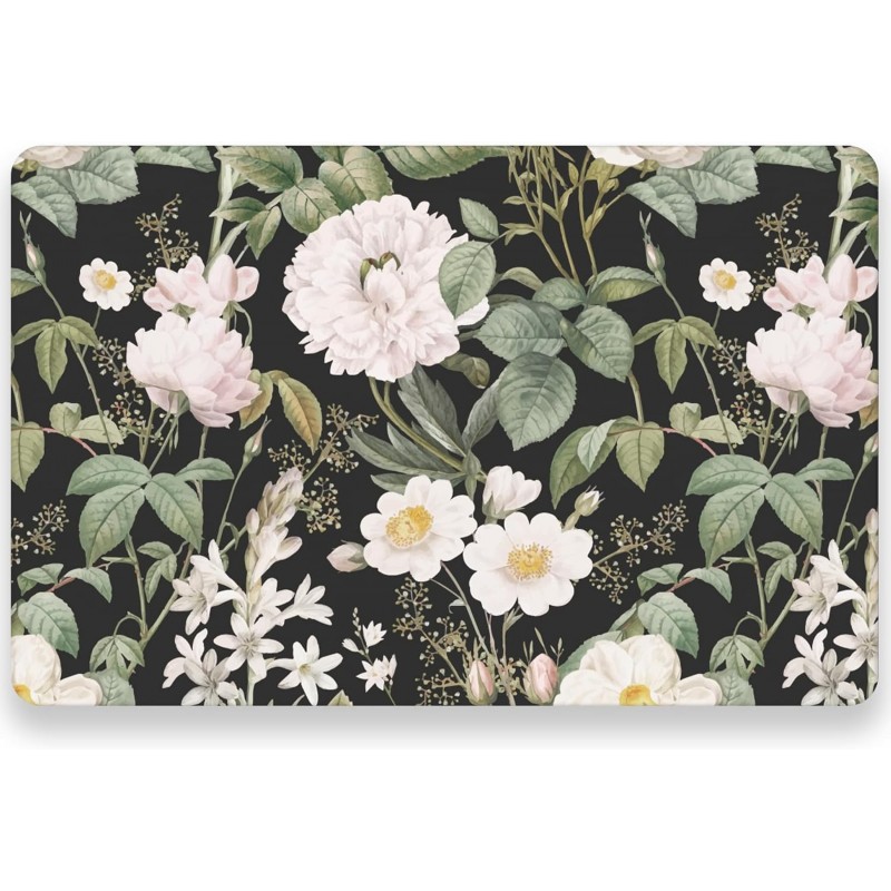 WRAPAHOLIC 50 Sheets Floral Paper Place Mats - 11 x 17 Inch Disposable Placemat Black Floral Decorative Paper Table Mats for Dinner Table Setting Party Supplies