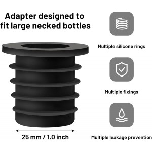 Liquor Pourer Adapters for Large Liquor Bottles and Olive Oil Bottles, Up to 1Inch/25mm Neck Bottle, Converts Regular Size Spout to Large Pouring Spout, 6 Pieces Set