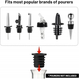 Liquor Pourer Adapters for Large Liquor Bottles and Olive Oil Bottles, Up to 1Inch/25mm Neck Bottle, Converts Regular Size Spout to Large Pouring Spout, 6 Pieces Set