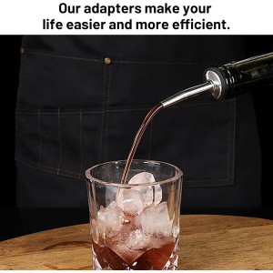 Liquor Pourer Adapters for Large Liquor Bottles and Olive Oil Bottles, Up to 1Inch/25mm Neck Bottle, Converts Regular Size Spout to Large Pouring Spout, 6 Pieces Set