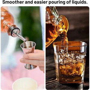 Liquor Pourer Adapters for Large Liquor Bottles and Olive Oil Bottles, Up to 1Inch/25mm Neck Bottle, Converts Regular Size Spout to Large Pouring Spout, 6 Pieces Set