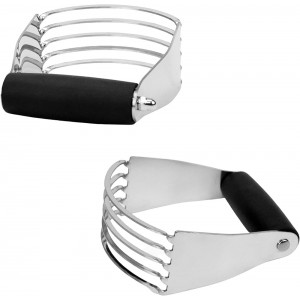 Dough Blender, Top Professional Pastry Cutter with Heavy Duty Stainless Steel Blades, Medium Size（Black ）